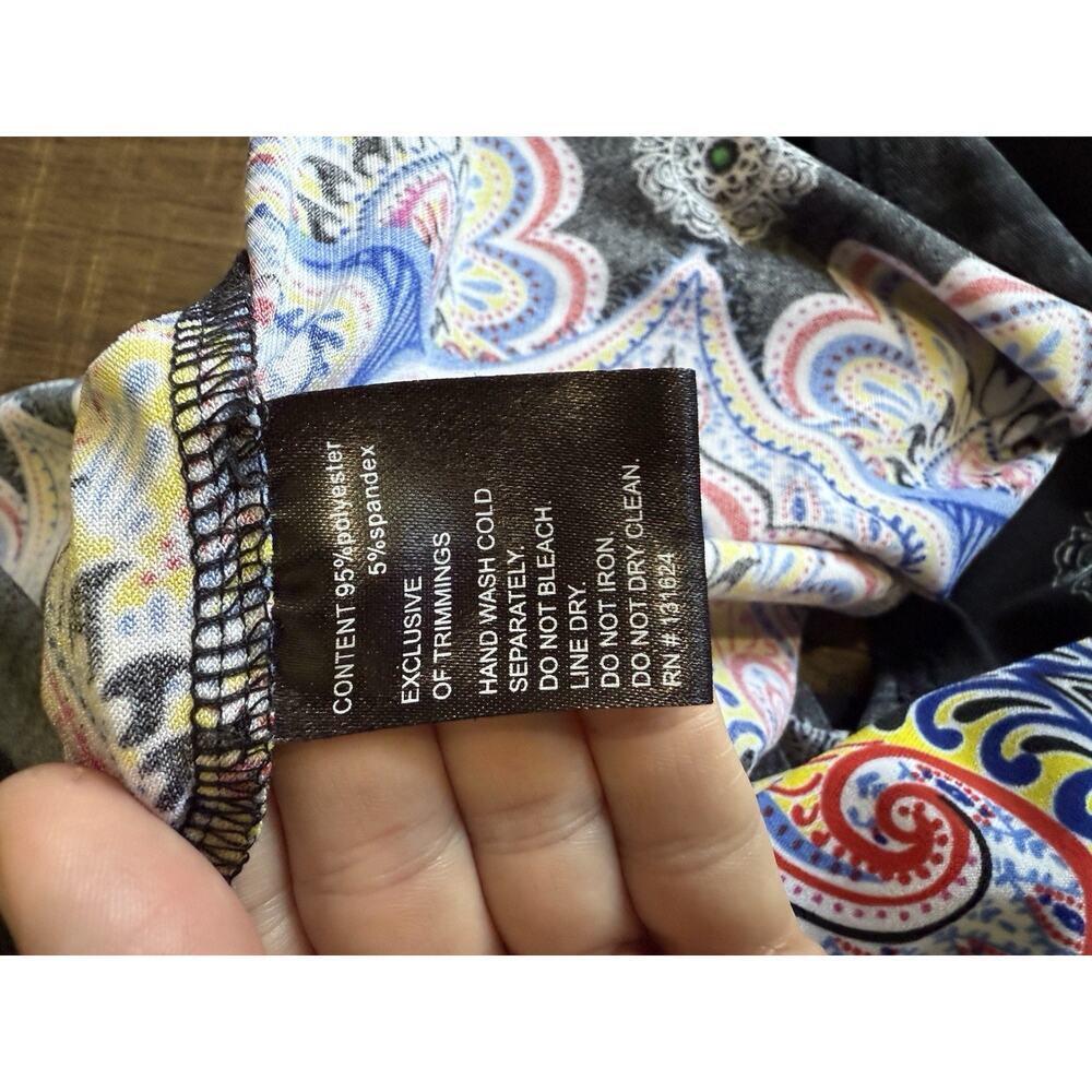 Calessa Women Dress Printed V-Neck Smocked Waist Midi Lounge Colorful Sz X-Large - Picture 6 of 6